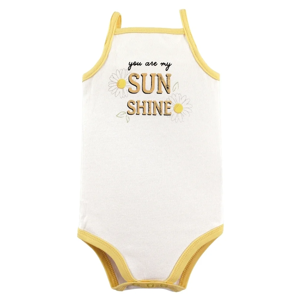 NWT Hudson Baby Navy and Yellow Daisy Bodysuit Set 100% Cotton 5pc 0-3M